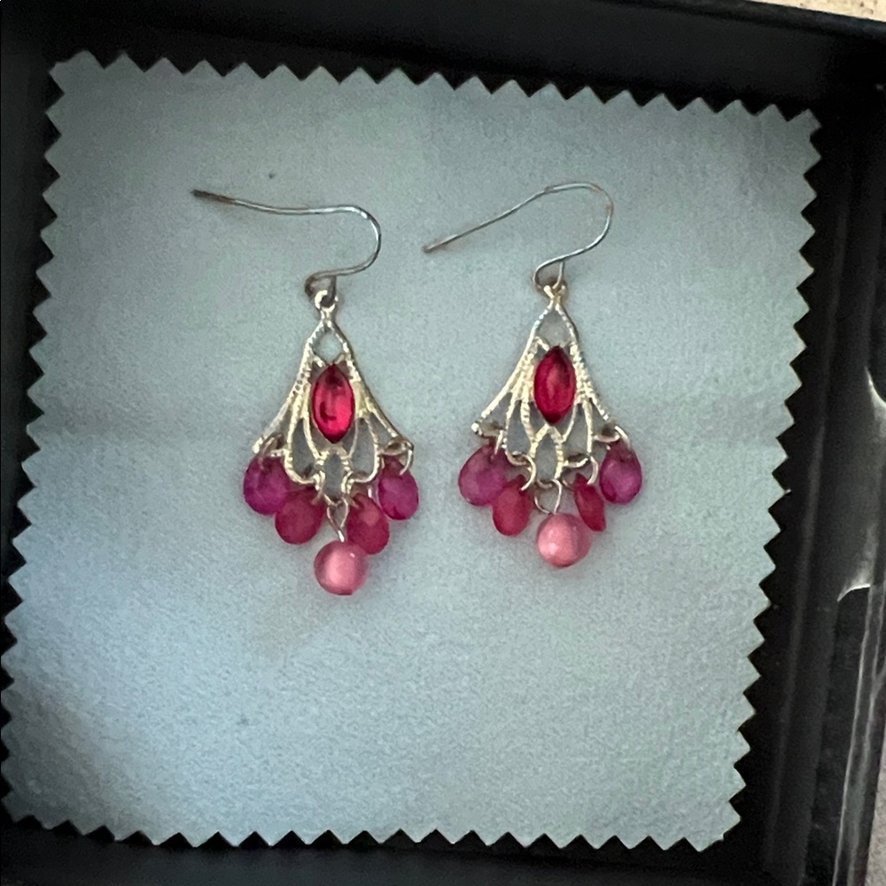 Elegant Pink Chandelier Earrings